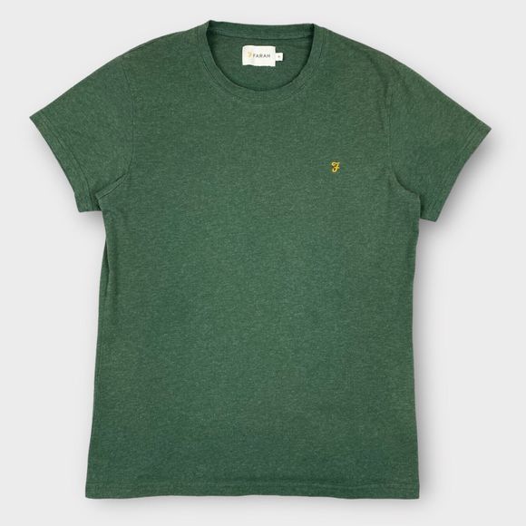 Farah Men's Medium Crew Neck Embroidered Logo Short Sleeve T Shirt Heather Green - Picture 1 of 8